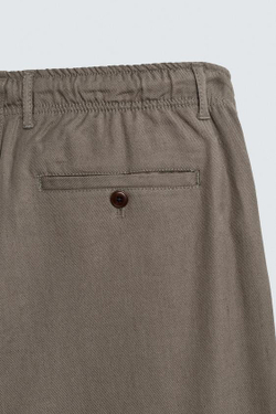 ZARA БРЮКИ RELAXED FIT ИЗ ХЛОПКА И ЛЬНА, СЕРО-КОРИЧНЕВЫЙ