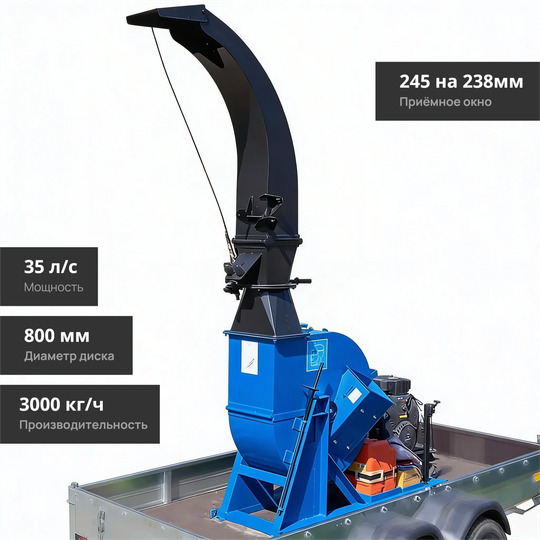Рубительная машина "Метеор" ИД-800Н (бензиновый двигатель, 35 (37) л.с., электростартер )