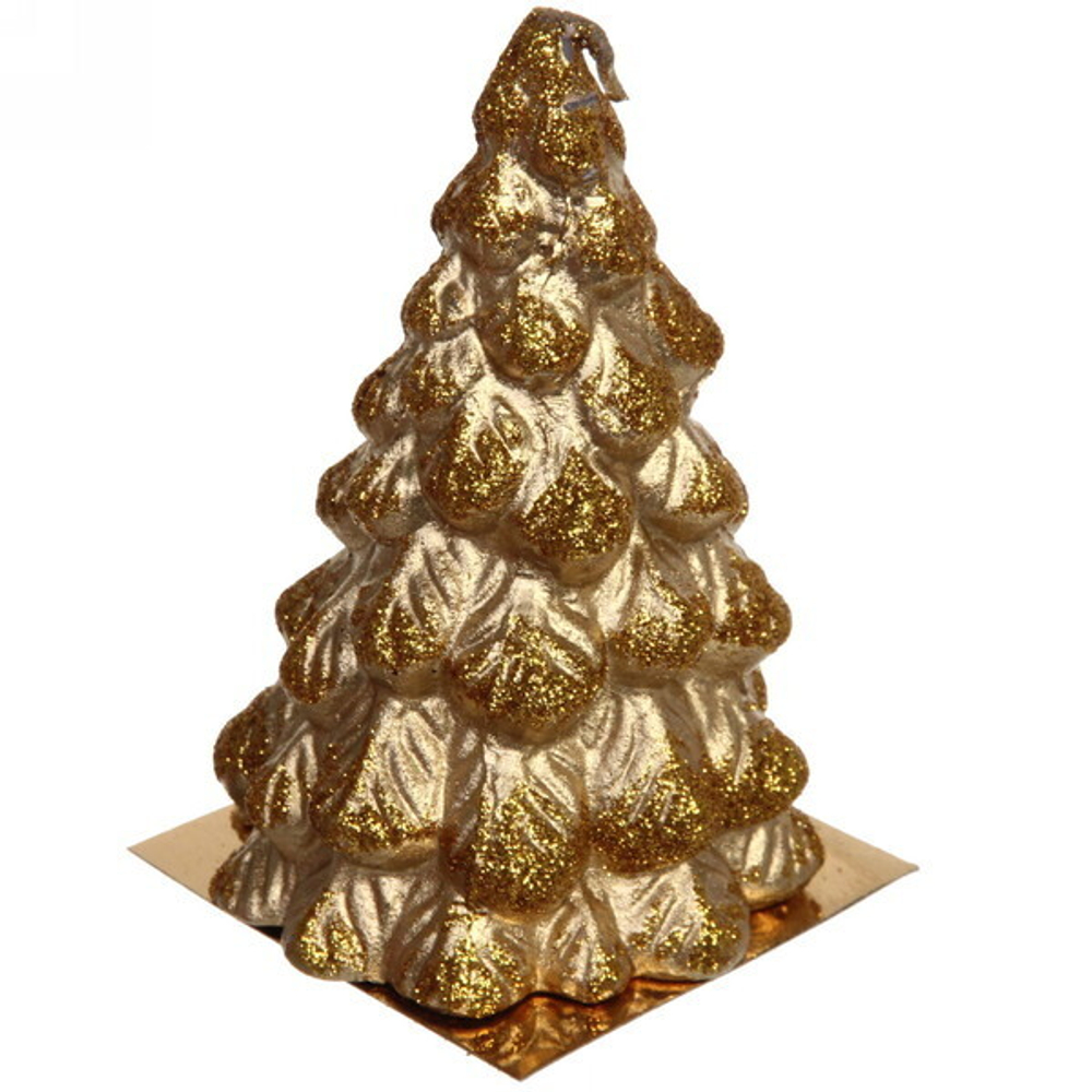 Свеча новогодняя «Ёлочка снежная» 12 см, золото