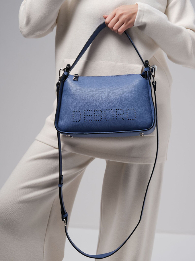 Сумка кожаная на плечо сиреневая