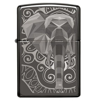 Зажигалка черная глянцевая Zippo Elephant Fancy Fill Design с покрытием Black Ice