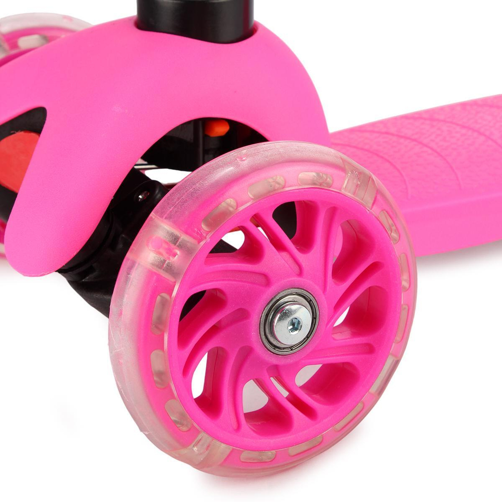 Самокат трехколесный, колеса PVC со светом 110мм, голубой, размер 52х10,5см, ручка металл.съемная