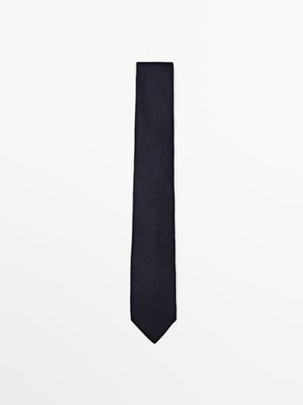 Massimo Dutti Галстук из 100% рельефного шелка, темно-синий
