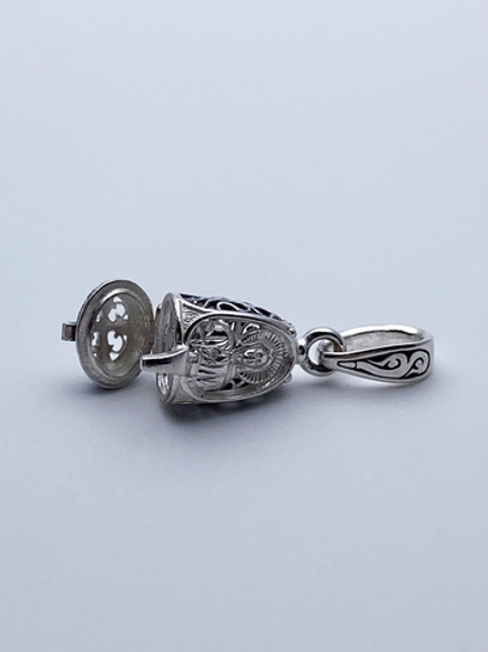 Ладанка из серебра/Чернение/С подвижным ухом/Матрона