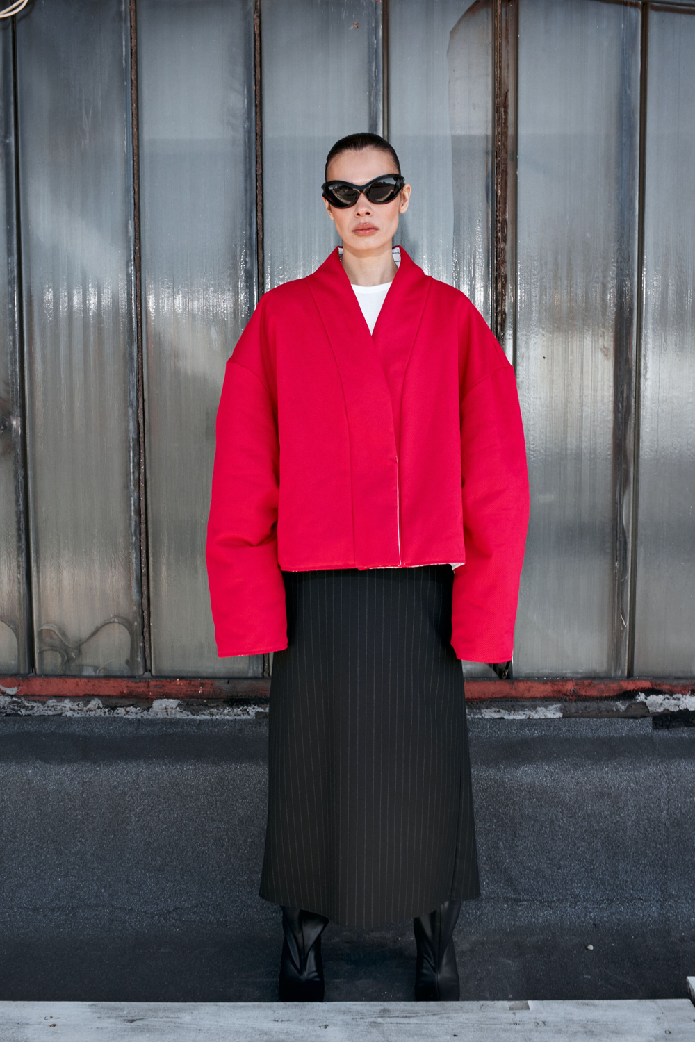 Куртка двустороняя TULUP white/red (джинса)