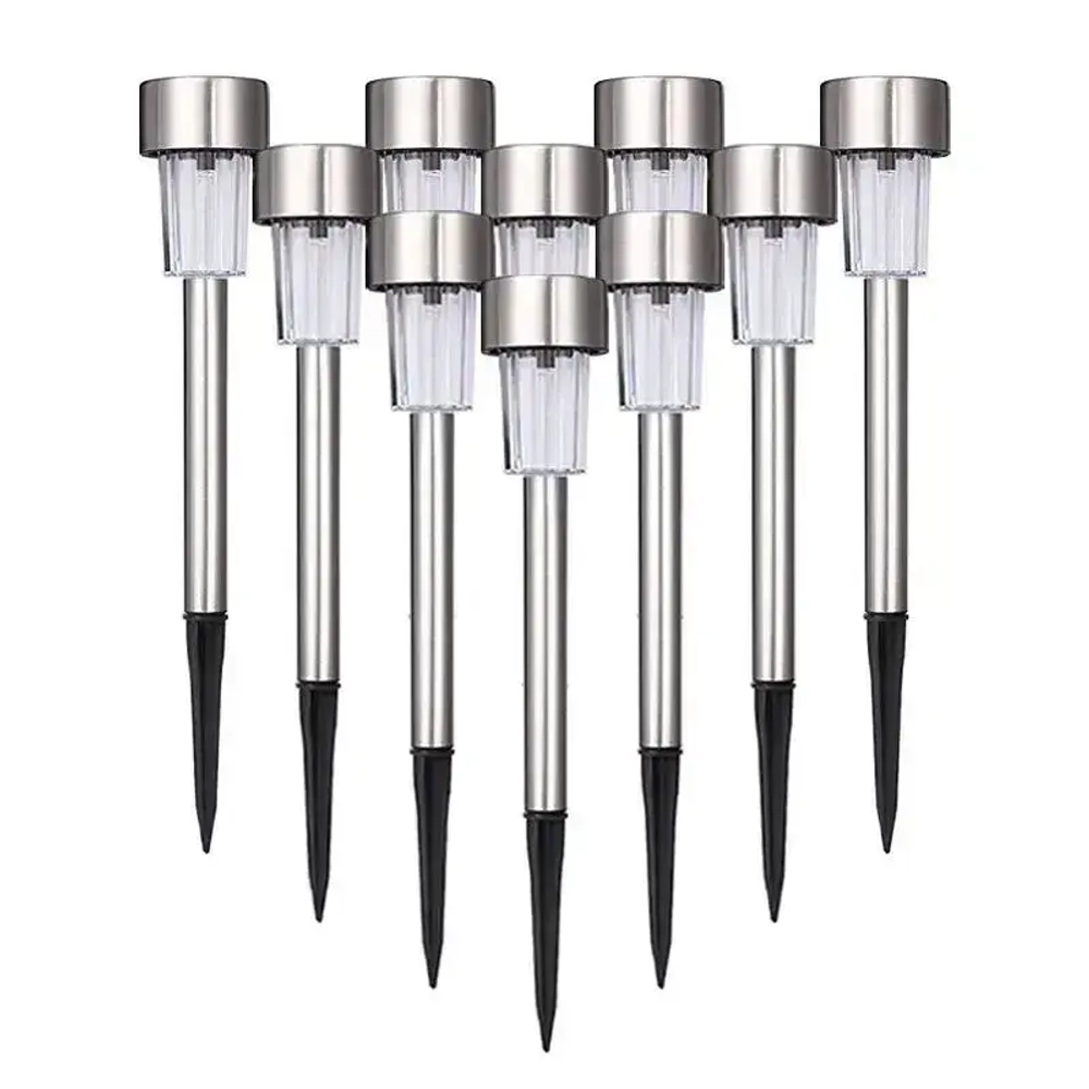 Светильники уличные на солнечной батарее 10 шт., фонарики садовые холодный свет