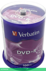DVD+R диск Verbatim 4.7Gb 16x Cake Box 100шт (43551)