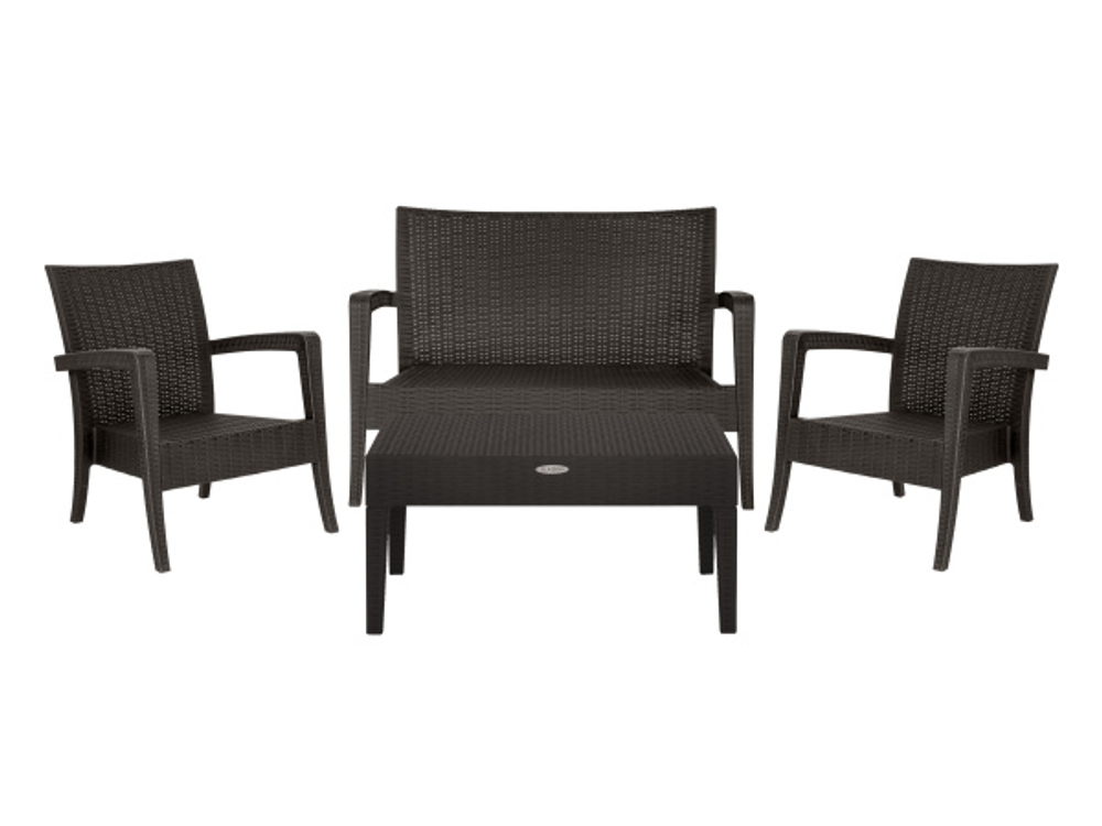 Набор мебели Элластик-Пласт Ola Dom Делюкс (2 кресло-диван+стол 92x53см+диван) (коричневый)