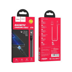 Магнитный кабель с разъемом USB - Lightning 8-pin черного цвета, 1,2 метра, Hoco Magnetic U76