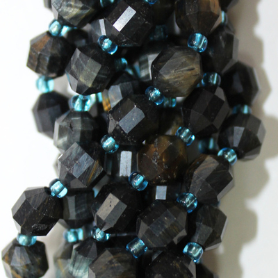 Соколиный глаз шестигранник юв. огранка бусины 8мм