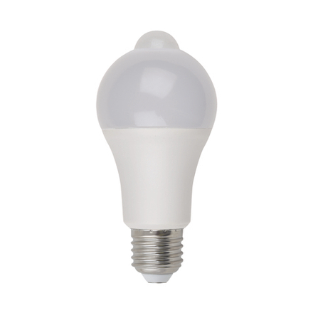 LED-A60-12W-4000K-E27-PS+MS PLS10WH Лампа светодиодная с датчиком освещенности и датчиком движения. Форма A. матовая. Белый свет 4000K. Картон. ТМ Uniel