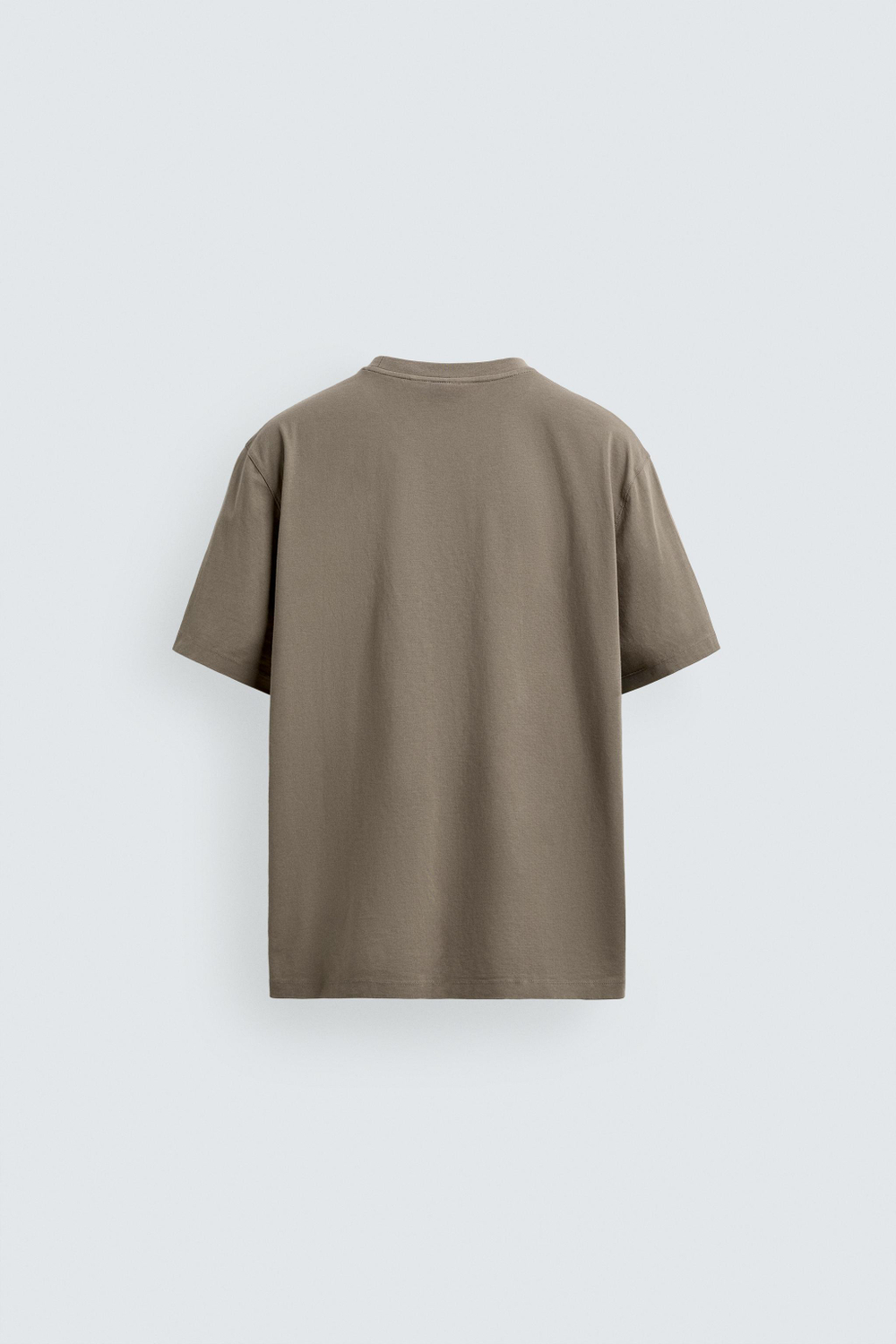 ZARA ФУТБОЛКА MEDIUM WEIGHT КЛАССИЧЕСКОГО КРОЯ ORIGINS, СЕРО-КОРИЧНЕВЫЙ