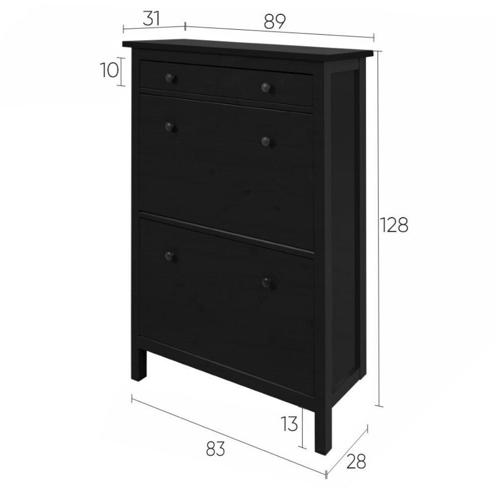 Обувница 3 ящика КЫМОР (HEMNES), 89х31х128 см, черный