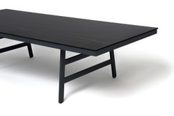 "Рио" стол из HPL 300х120см, цвет столешницы "черный мрамор", угол R3мм
