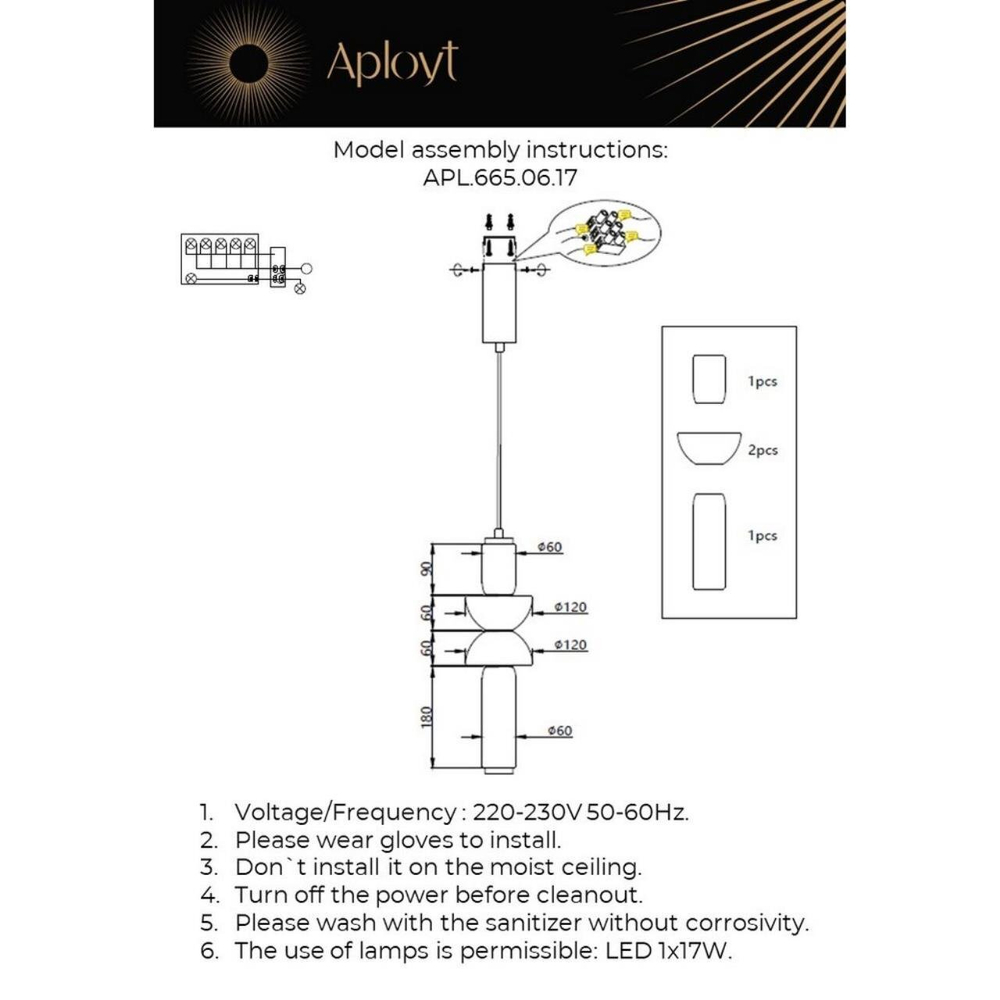 Подвесной светодиодный светильник Aployt Elin APL.665.06.17
