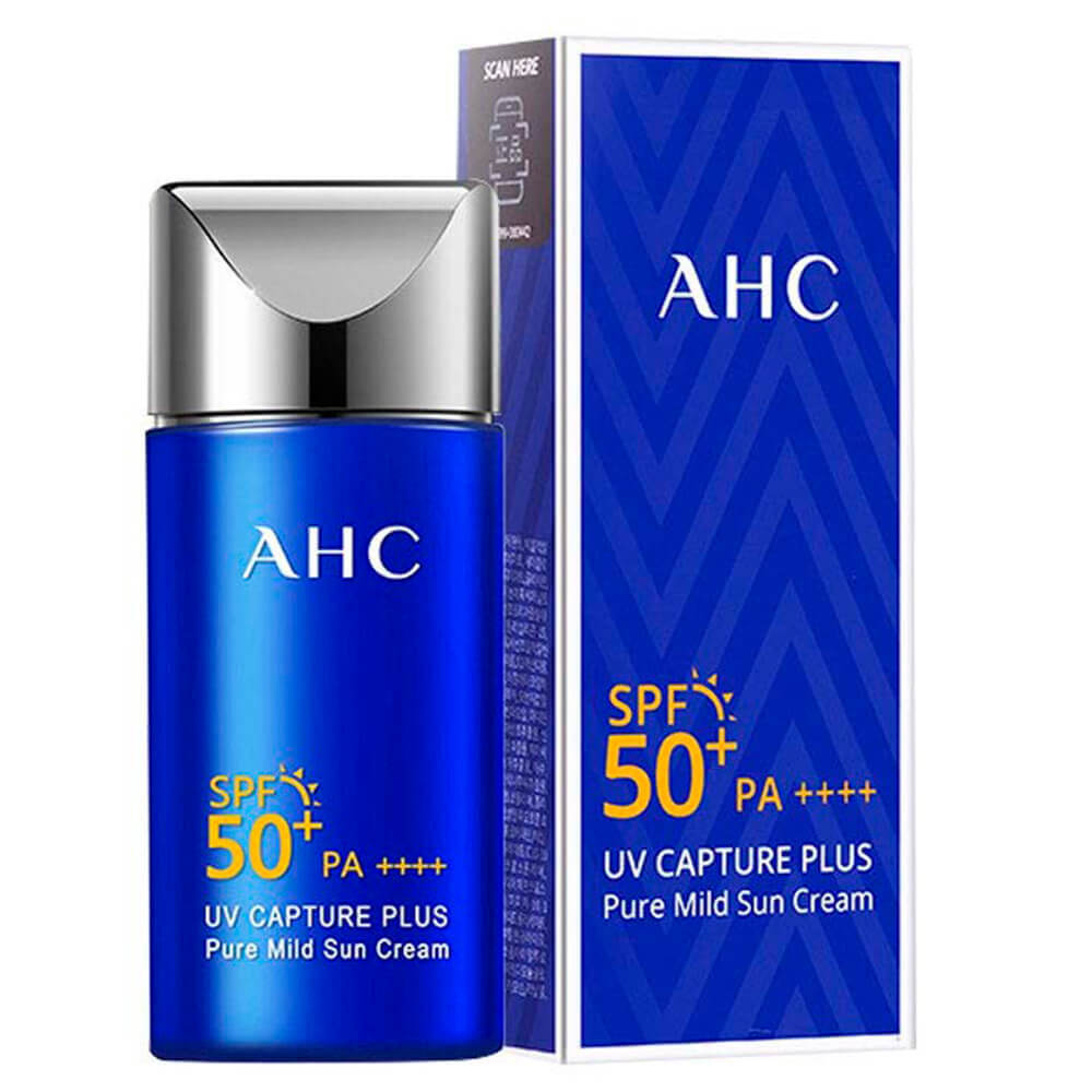 Крем солнцезащитный лёгкий AHC UV Capture plus pure mild sun cream SPF 50+ PA++++, 50 мл