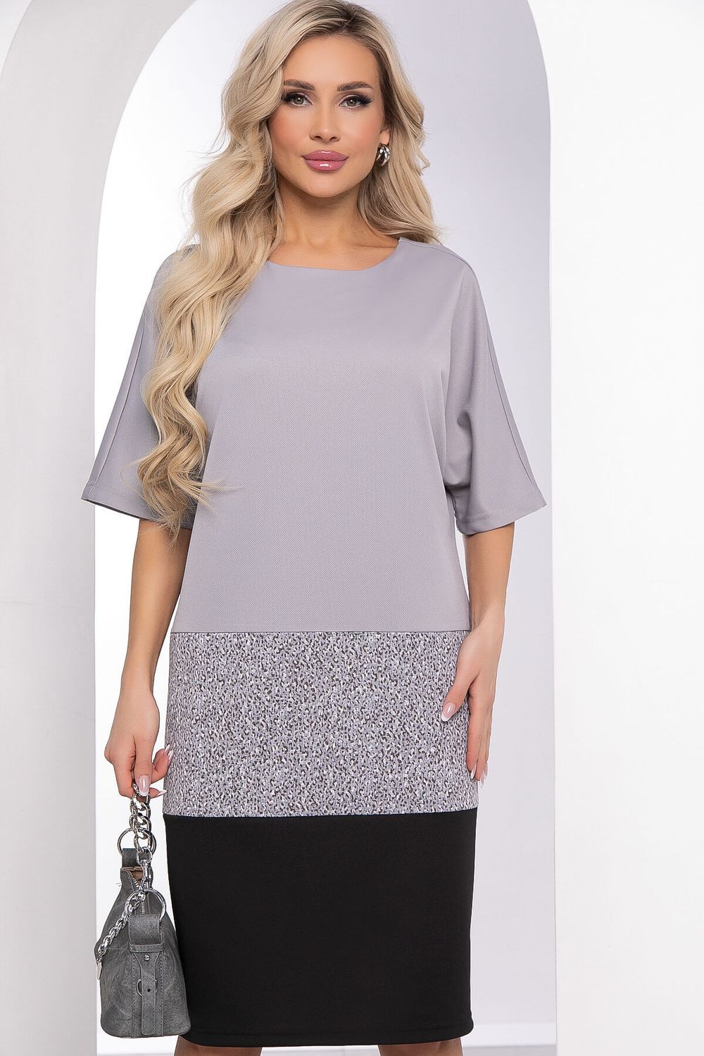 Платье "Кайла" (серо-черное) П8389 LT Collection