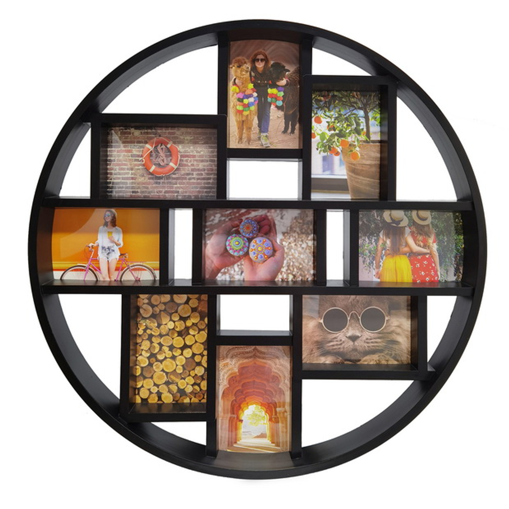 HENZO 81220 на 9 фото10х15 ( 56x56см) Discus пластик (черная) ф/рамка-галерея