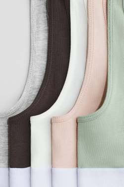 H&M Набор из 5 хлопковых топов, светло-зеленый