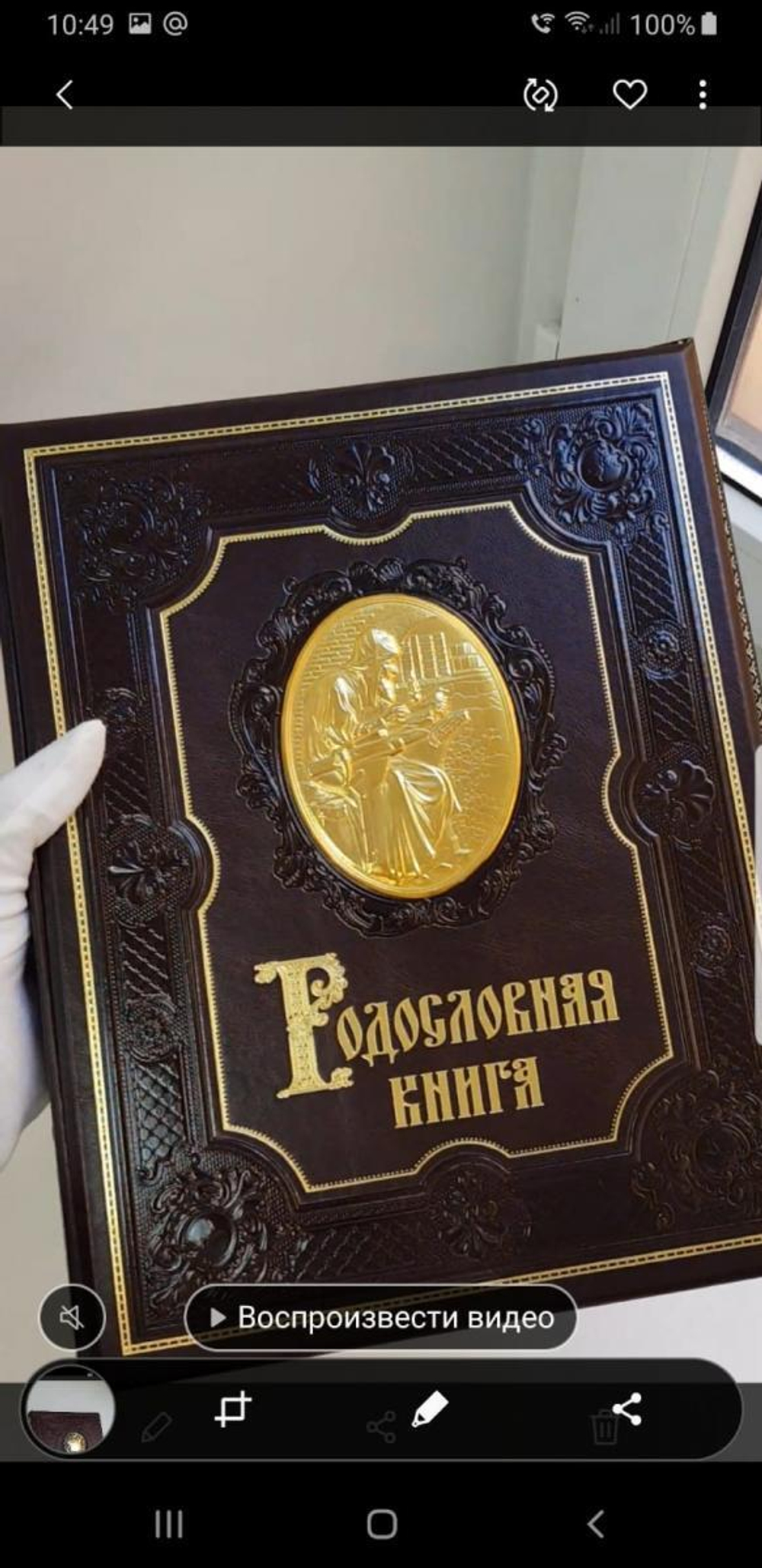 Семейная родословная книга "Манускрипт", натуральная кожа (гранат)