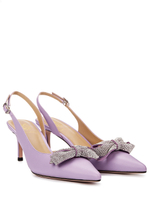 Женские босоножки сиреневые с бантиком из страз