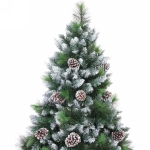 Ёлка «Сказочный лес» 210 см,ПВХ+леска, с белым напылением+шишки (1367 веток) (SZ2000-210)