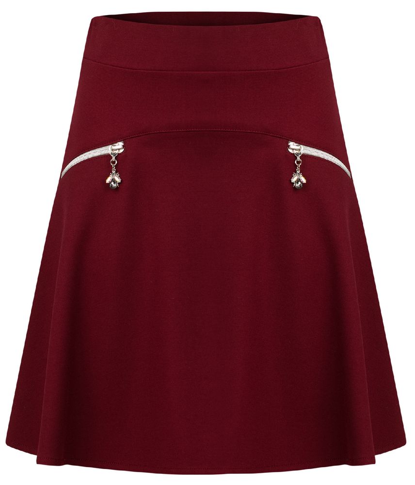 Расклешенная юбка с карманами AMADEO, цвет бордовый