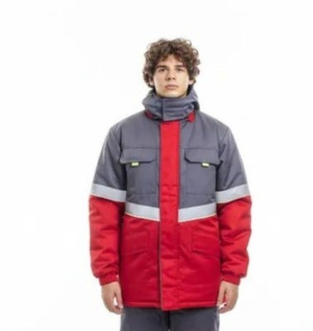 Куртка зимняя мужская «СЕВЕРНАЯ ШИРОТА» цв.серый/красный