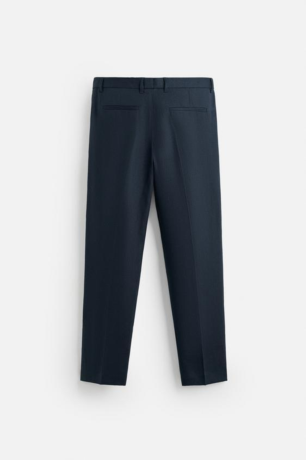 ZARA БРЮКИ ИЗ 100% ЛЬНА С ЗАЩИПАМИ, МОРСКОЙ ТЕМНО-СИНИЙ