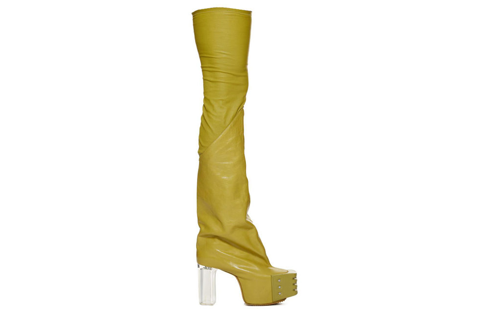 RICK OWENS/RO Over the knee Boots 12cm Men"s Acid Yellow