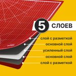 Коврик (мат) для резки ОСТРОВ СОКРОВИЩ, 5-ти слойный, А2 (600х450 мм), двусторонний, толщина 3 мм, 237443