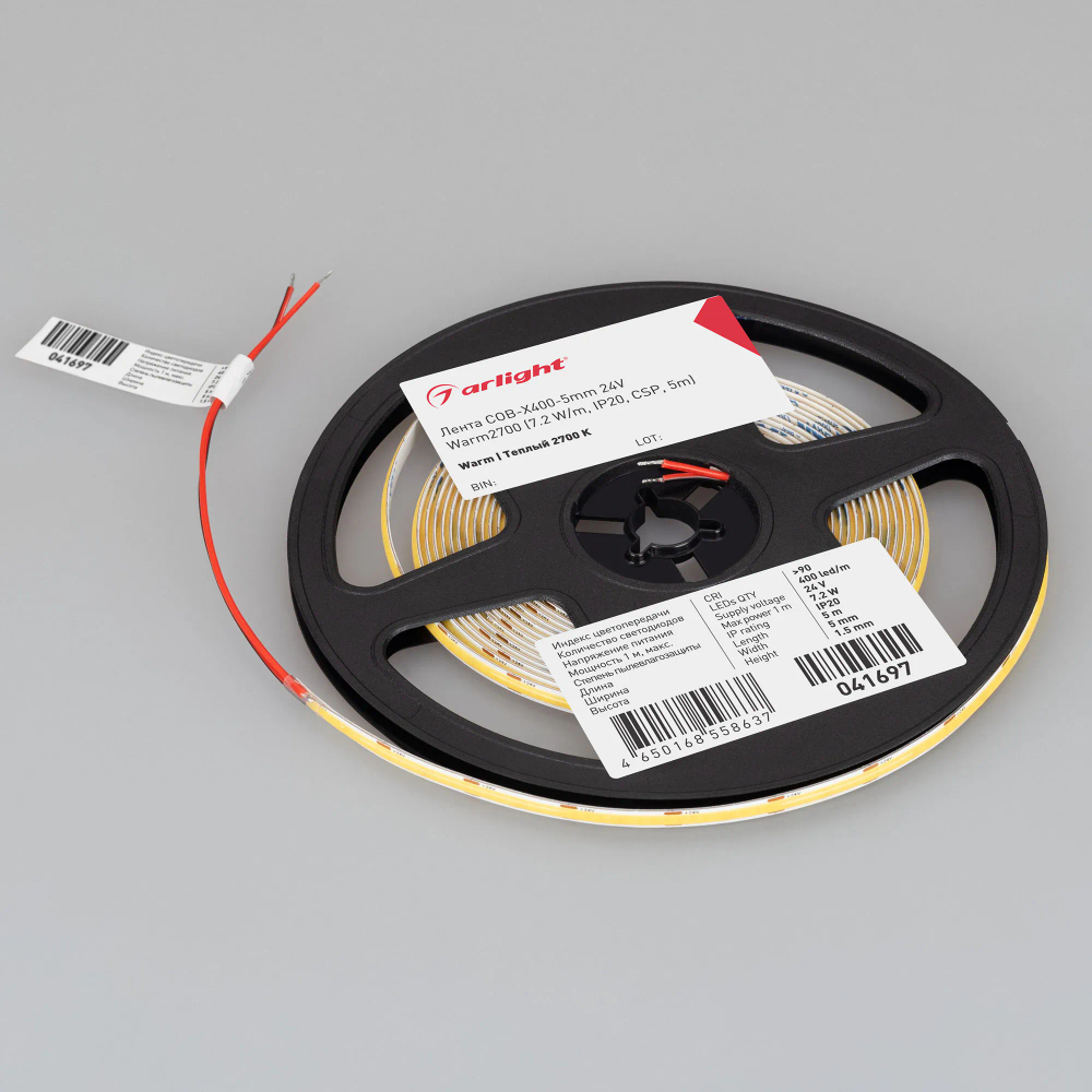 Светодиодная лента COB-X400-5mm 24V Warm2700 (7.2 W/m, IP20, CSP, 5m) (Arlight, -) 041697