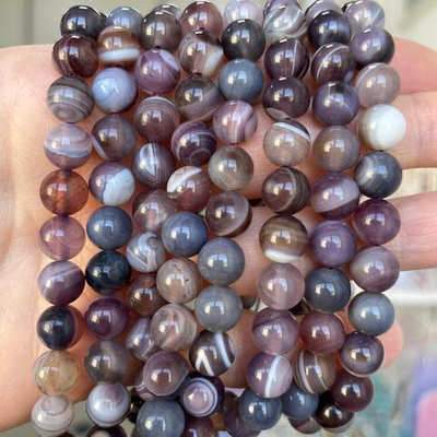 16270 Агат бразильский 8мм, фиолетовый микс, 19см