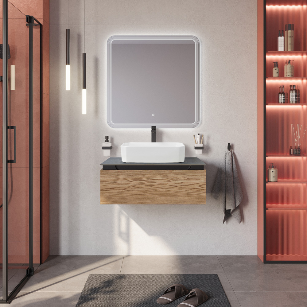 Мебель для ванной со столешницей и накладной раковиной Cezares SLIDER 80 Дуб Тангент SLIDER-800-1C-SO-RT-P