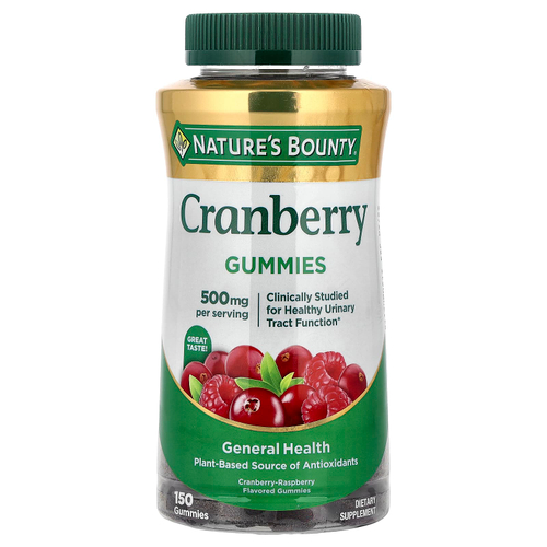 Nature's Bounty, Клюквенные мармеладки, клюква и малина, 150 жевательных мармеладок (100 мг в 1 жевательной мармеладке)