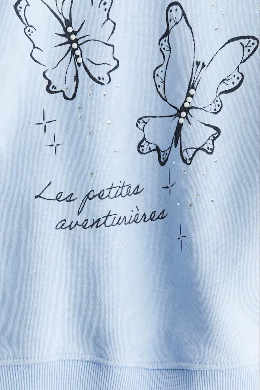 H&M Толстовка с круглым вырезом и контрастными деталями, светло-голубой