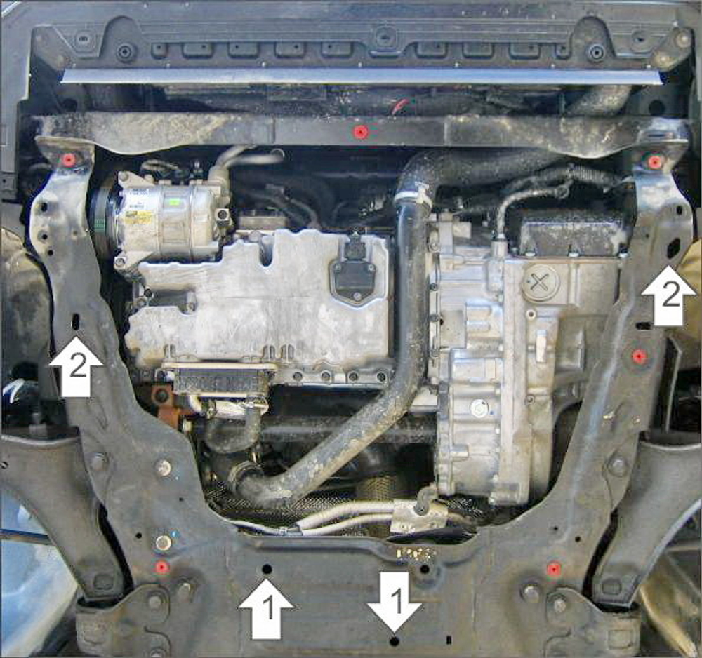 Защита картера двигателя, КПП. 2 мм, Сталь. для Ford Galaxy 2010-2015, Motodor.72602