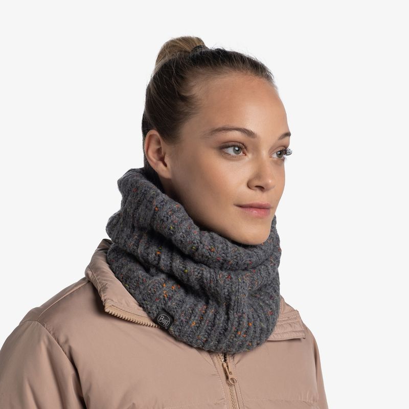 Вязаный шарф-труба с флисом Buff Neckwarmer Knitted Fleece Kim Grey Фото 2