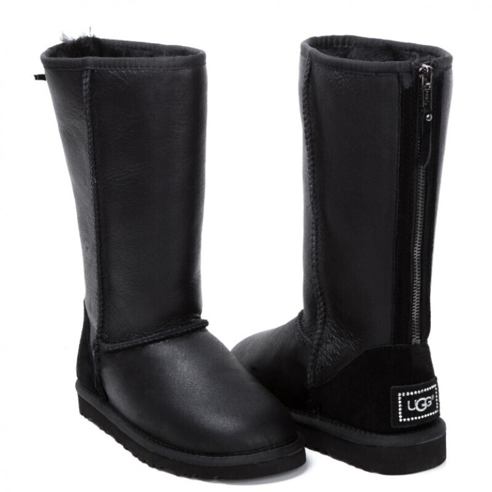 Угги Tall Zip Metallic Black