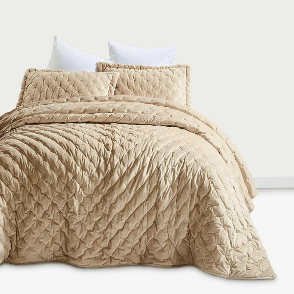 Покрывало 250х260 и 2 декоративные наволочки Arya home Ansel бежевый