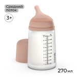 Антиколиковая силиконовая бутылочка Suavinex Zero.Zero 270 мл, средний поток, 3+