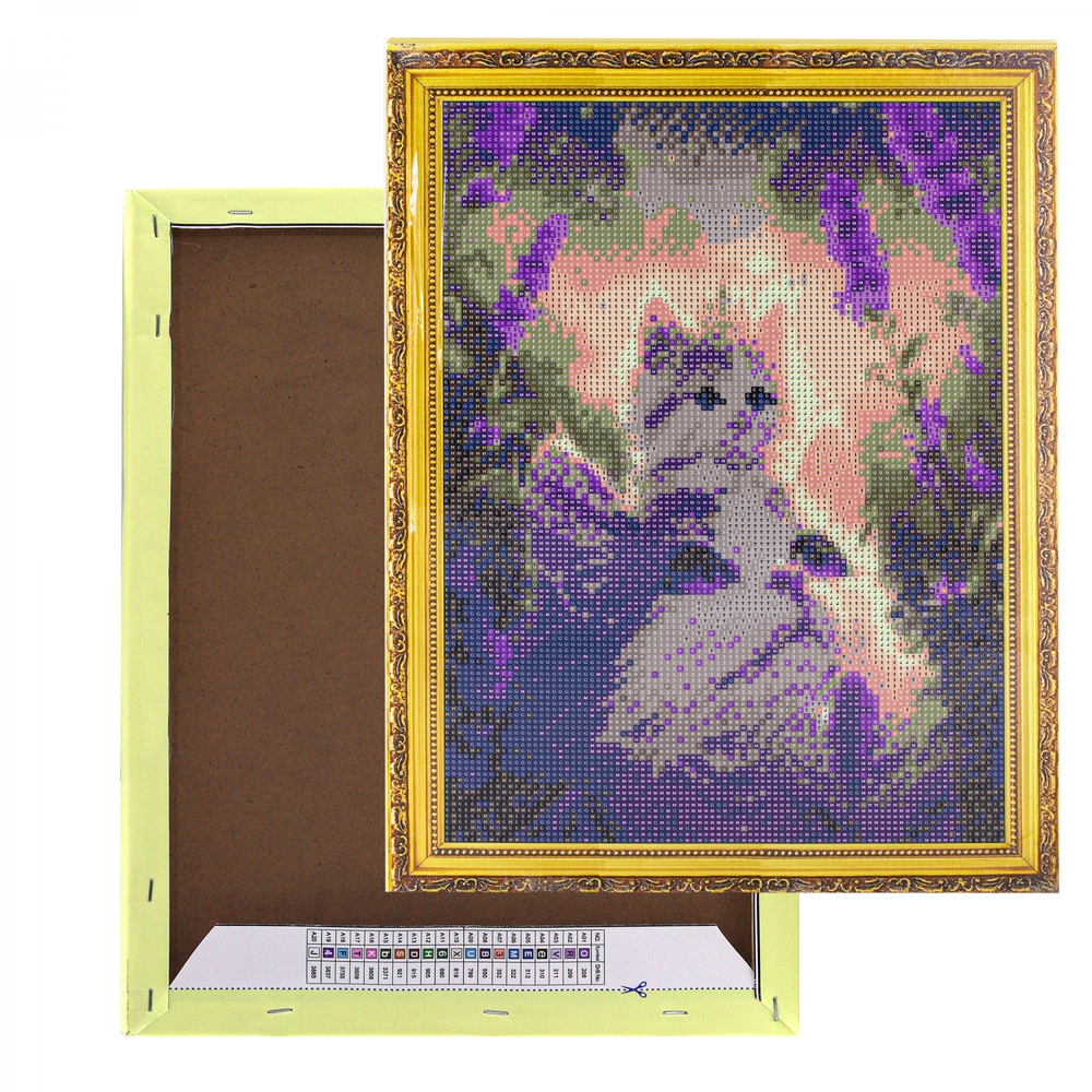 Алмазная мозаика Alingar, на подрамнике, с полным заполнением, (глянц) дизайн рамка, 30х40 см, 18 цветов, "Кошки"