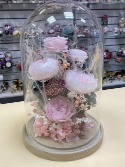 Клош с пионами розовыми