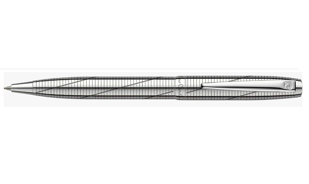 Подарочная серебристая латуневая шариковая ручка с поворотным механизмом Pierre Cardin LEO 750 PC0751BP в подарочной коробке
