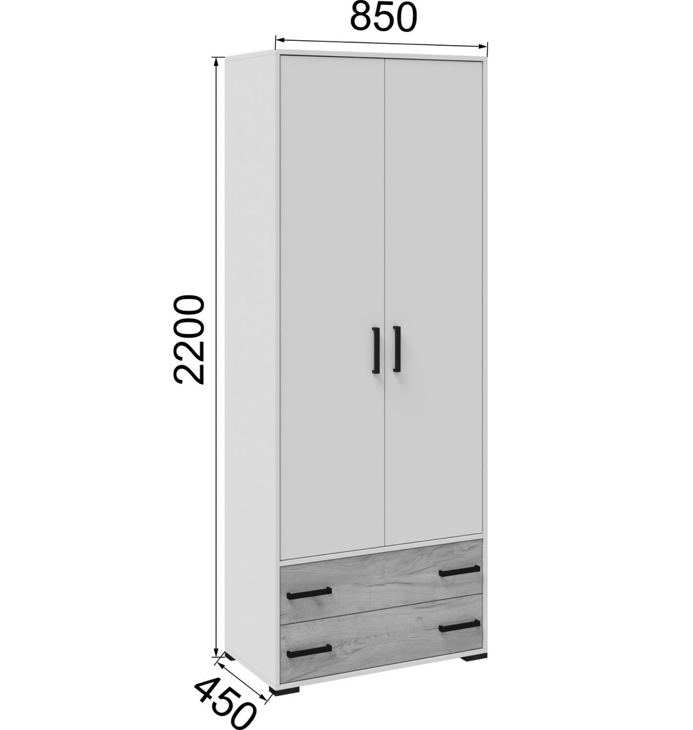 Шкаф распашной для одежды Лючия белый/дуб крафт золотой Микон