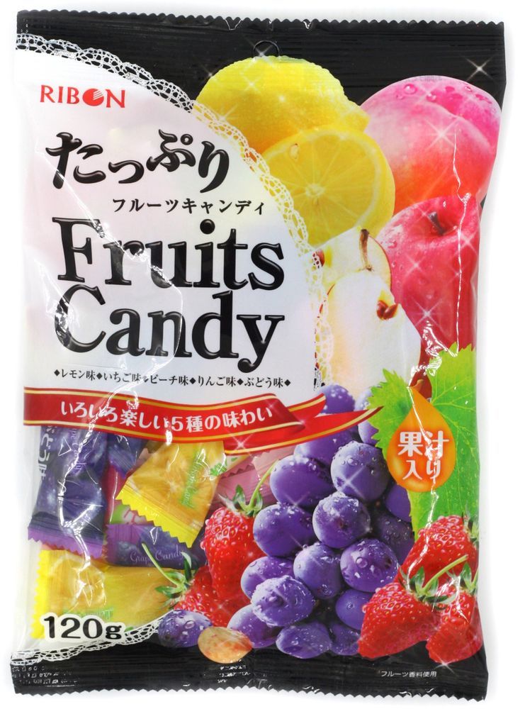 Конфеты карамель Ribon Fruits Candy ассорти из 5-ти вкусов 120 г