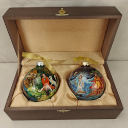 Набор новогодних шаров с ручной росписью "Лукоморье" и "Сказка о царе Салтане"