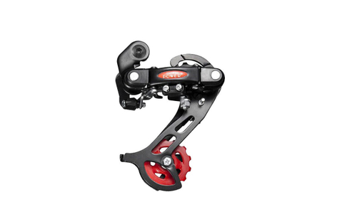 Переключатель задний POWER, 6-7 скоростей, крепление на "петух", 43T, длинная лапка, стальной, черный