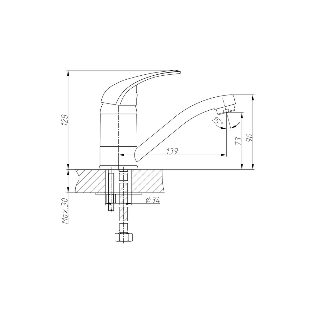 Смеситель для кухни 40к HB4503 HAIBA с/отв п/шпильку