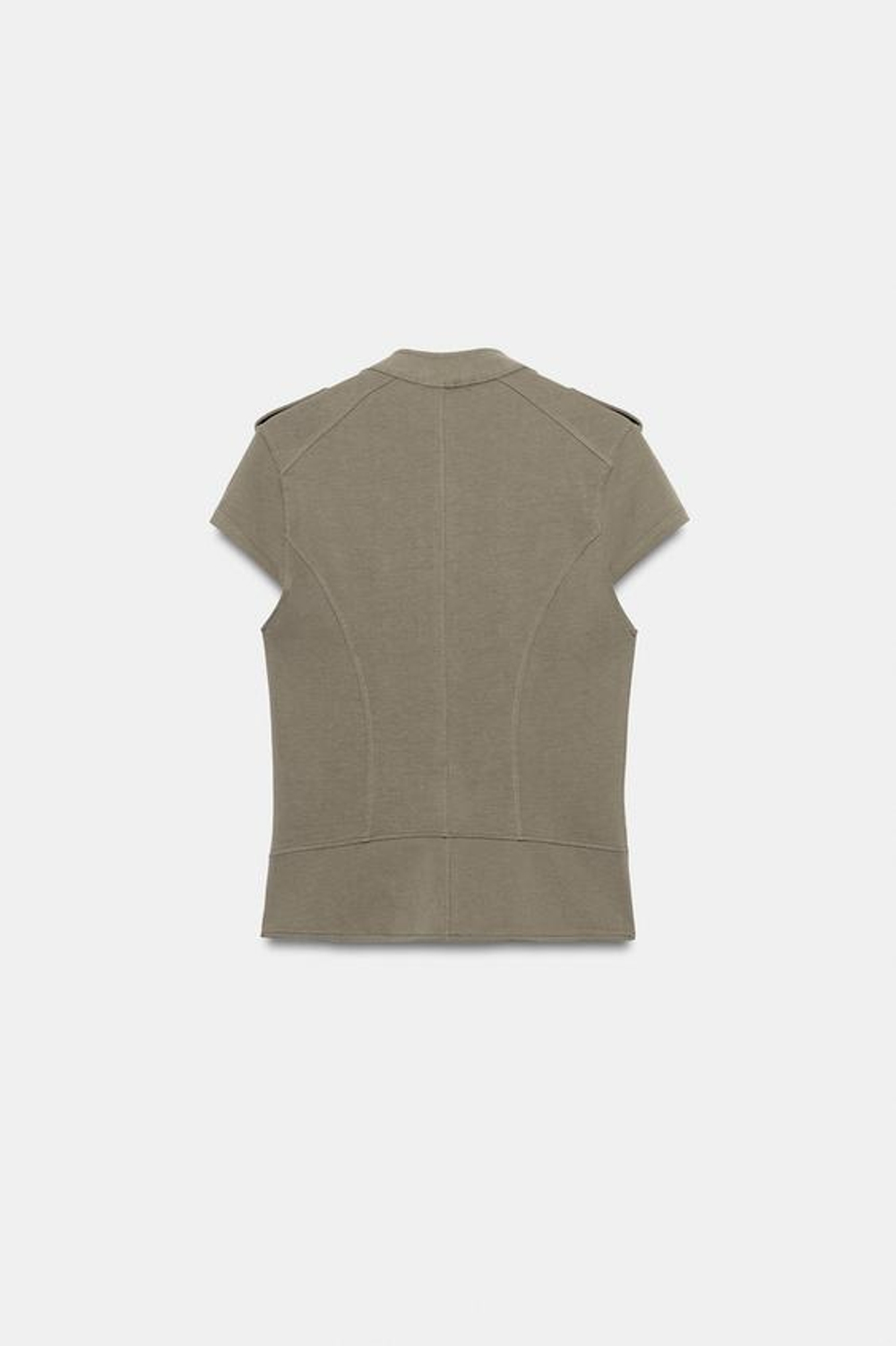 ZARA ЖИЛЕТ НА МОЛНИИ И ПУГОВИЦАХ, ТЕМНЫЙ ХАКИ